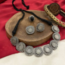 FS Collection Regal Shine Crystal Oxidised Necklace with Ethnic Inspired Design for Traditional Outfits