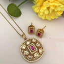 FS Collection Sparkling Glow Designer Kundan Stone Pendant Necklace Set for Special Occasions