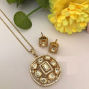 FS Collection Sparkling Glow Designer Kundan Stone Pendant Necklace Set for Special Occasions