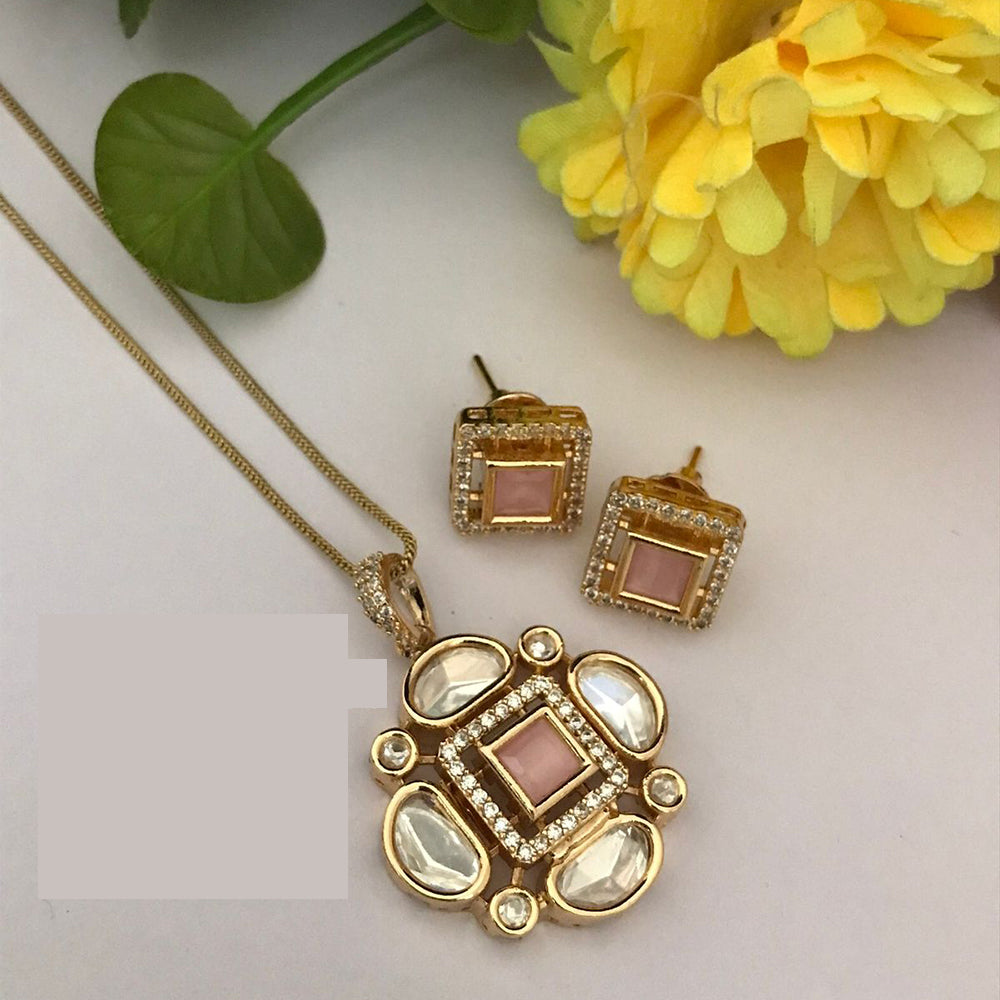 FS Collection Sparkling Glow Designer Kundan Stone Pendant Necklace Set for Special Occasions