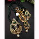FS Collection Sparkling Elegance Crystal Long Necklace with Pearl Work for Traditional & Festive Looks