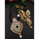 FS Collection Sparkling Elegance Crystal Long Necklace with Pearl Work for Traditional & Festive Looks