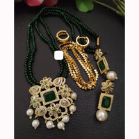 FS Collection Sparkling Elegance Crystal Long Necklace with Pearl Work for Traditional & Festive Looks