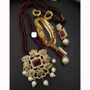 FS Collection Sparkling Elegance Crystal Long Necklace with Pearl Work for Traditional & Festive Looks