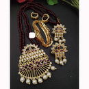 FS Collection Sparkling Elegance Crystal Long Necklace with Pearl Work for Traditional & Festive Looks