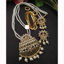 FS Collection Sparkling Elegance Crystal Long Necklace with Pearl Work for Traditional & Festive Looks