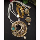 FS Collection Sparkling Elegance Crystal Long Necklace with Pearl Work for Traditional & Festive Looks