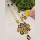 FS Collection Multicolor Meenakari Pearl Strand Long Necklace Set with Peacock Art