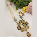 FS Collection Royal Look Krishna Pendant Meenakari Long Necklace Set with Earrings