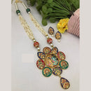 FS Collection Ethnic Handpainted Radha Krishna Designer Meenakari Long Necklace Set 