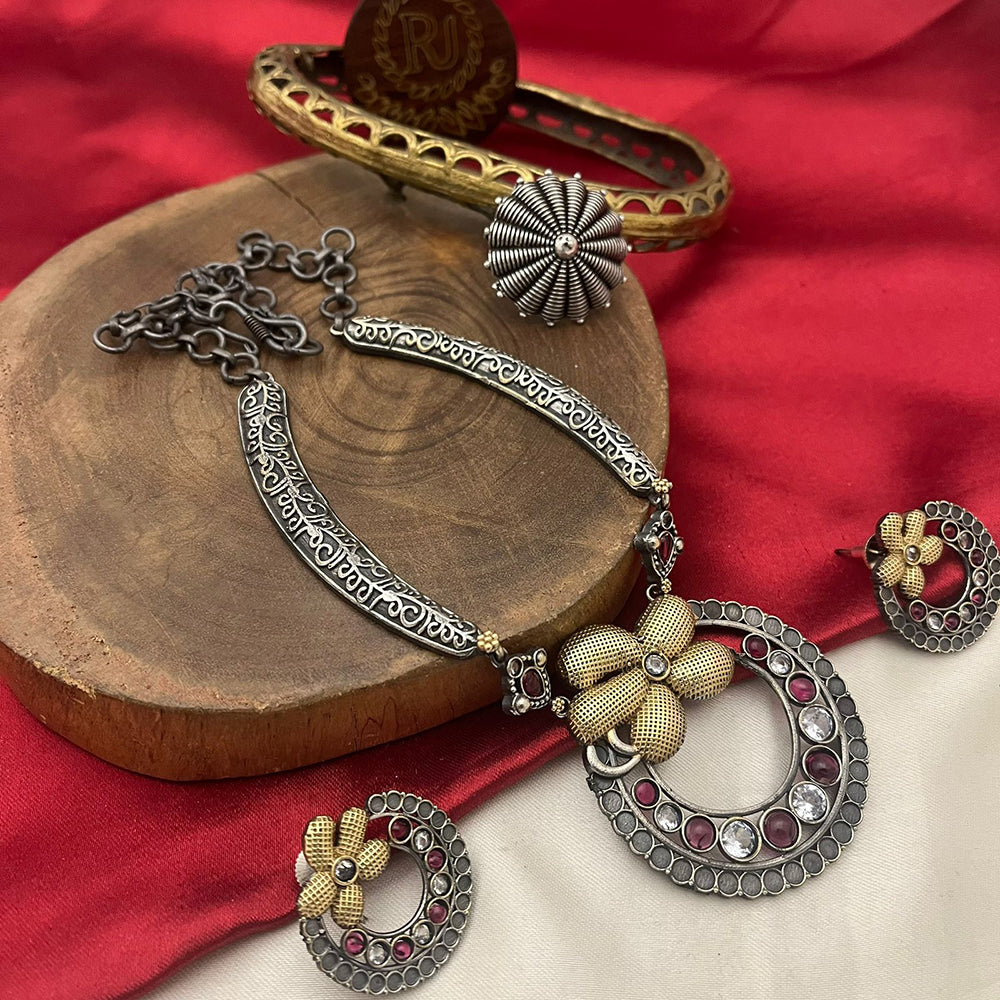 FS Collection Heritage Style Oxidised Necklace Jewelry Set for Garba & Folk Dance