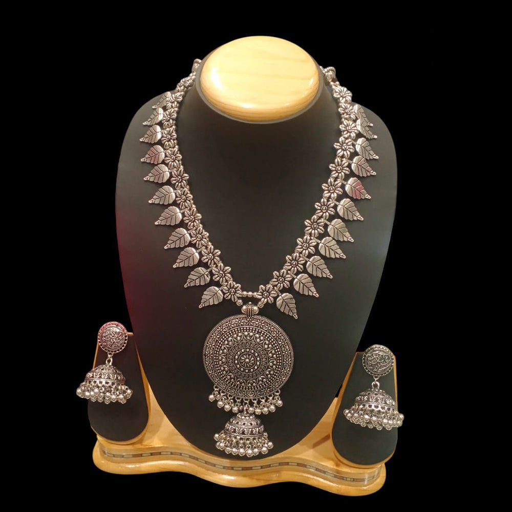 FS Collection Heritage Style Oxidised Long Necklace Jewelry Set for Garba & Folk Dance