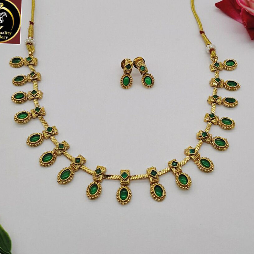 FS Collection Traditional Pota Stone Necklace Set For Wedding And Festive Wear