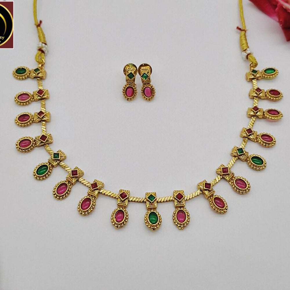 FS Collection Traditional Pota Stone Necklace Set For Wedding And Festive Wear
