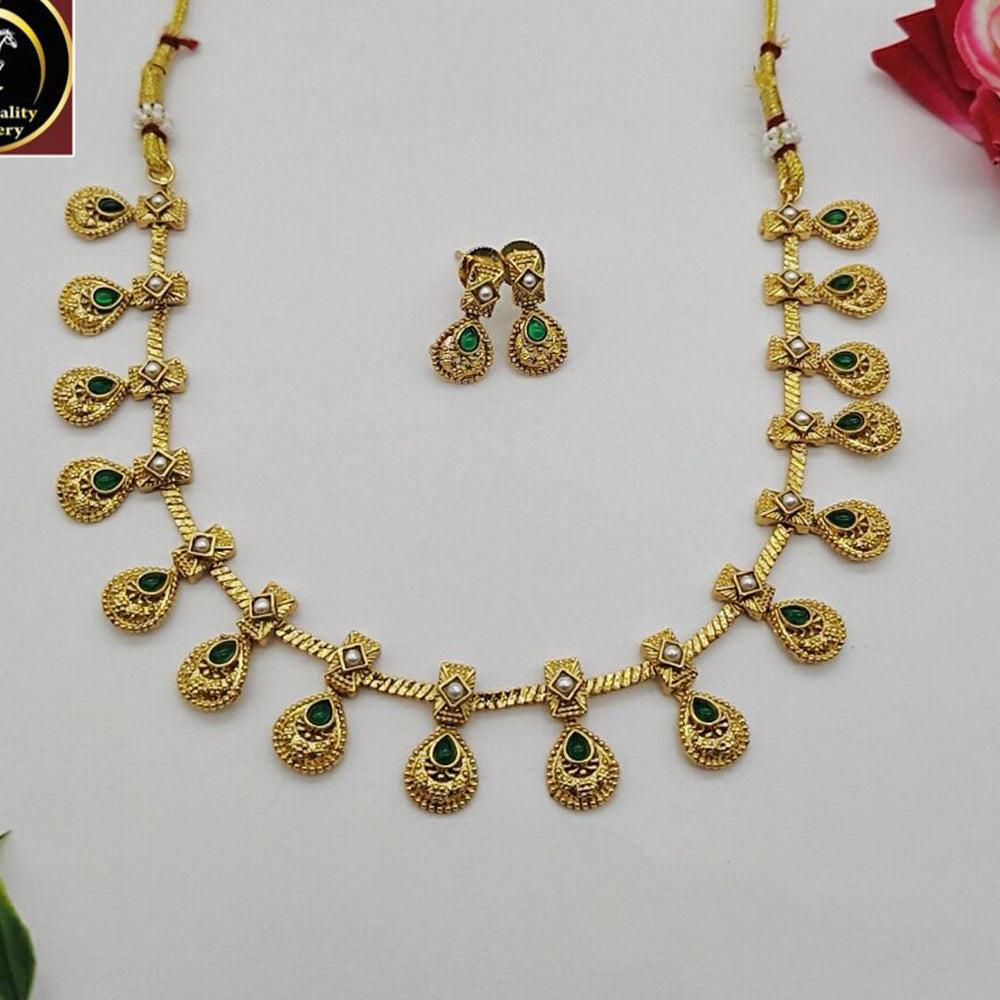 FS Collection Traditional Pota Stone Necklace Set For Wedding And Festive Wear