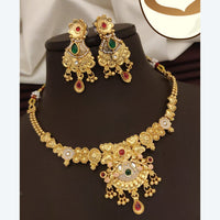 FS Collection Exquisite Pota Stone Necklace Set with Beautiful Meenakari Work for Special Occasions