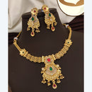 FS Collection Exquisite Pota Stone Necklace Set with Beautiful Meenakari Work for Special Occasions