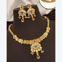 FS Collection Exquisite Pota Stone Necklace Set with Beautiful Meenakari Work for Special Occasions