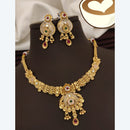 FS Collection Exquisite Pota Stone Necklace Set with Beautiful Meenakari Work for Special Occasions