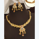 FS Collection Exquisite Pota Stone Necklace Set with Beautiful Meenakari Work for Special Occasions