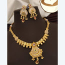 FS Collection Exquisite Pota Stone Necklace Set with Beautiful Meenakari Work for Special Occasions