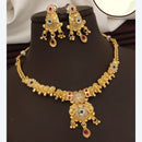 FS Collection Exquisite Pota Stone Necklace Set with Beautiful Meenakari Work for Special Occasions