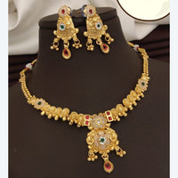 FS Collection Exquisite Pota Stone Necklace Set with Beautiful Meenakari Work for Special Occasions