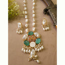 FS Collection Modern Look Mother Of Pearl Stone Necklace Set For Special Occassions