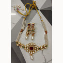 FS Collection Regal Radiance Kundan Stone And Pearl Long Necklace Set