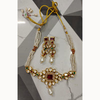 FS Collection Regal Radiance Kundan Stone And Pearl Long Necklace Set