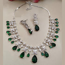 FS Collection Sparkling American Diamond Necklace Set For Party Wear