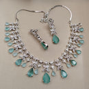 FS Collection Sparkling American Diamond Necklace Set For Party Wear