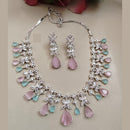 FS Collection Sparkling American Diamond Necklace Set For Party Wear