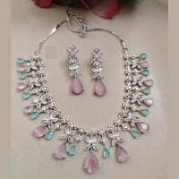 FS Collection Sparkling American Diamond Necklace Set For Party Wear