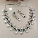 FS Collection Sparkling American Diamond Necklace Set For Party Wear
