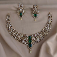 FS Collection Sparkling American Diamond Necklace Set For Party Wear