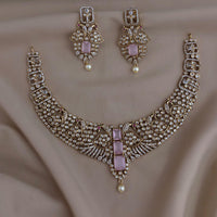FS Collection Sparkling American Diamond Necklace Set For Party Wear