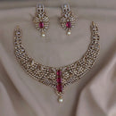 FS Collection Sparkling American Diamond Necklace Set For Party Wear