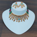 FS Collection Beautiful Pota stone And Pearl Necklace Set With Amazing Meenakari Work