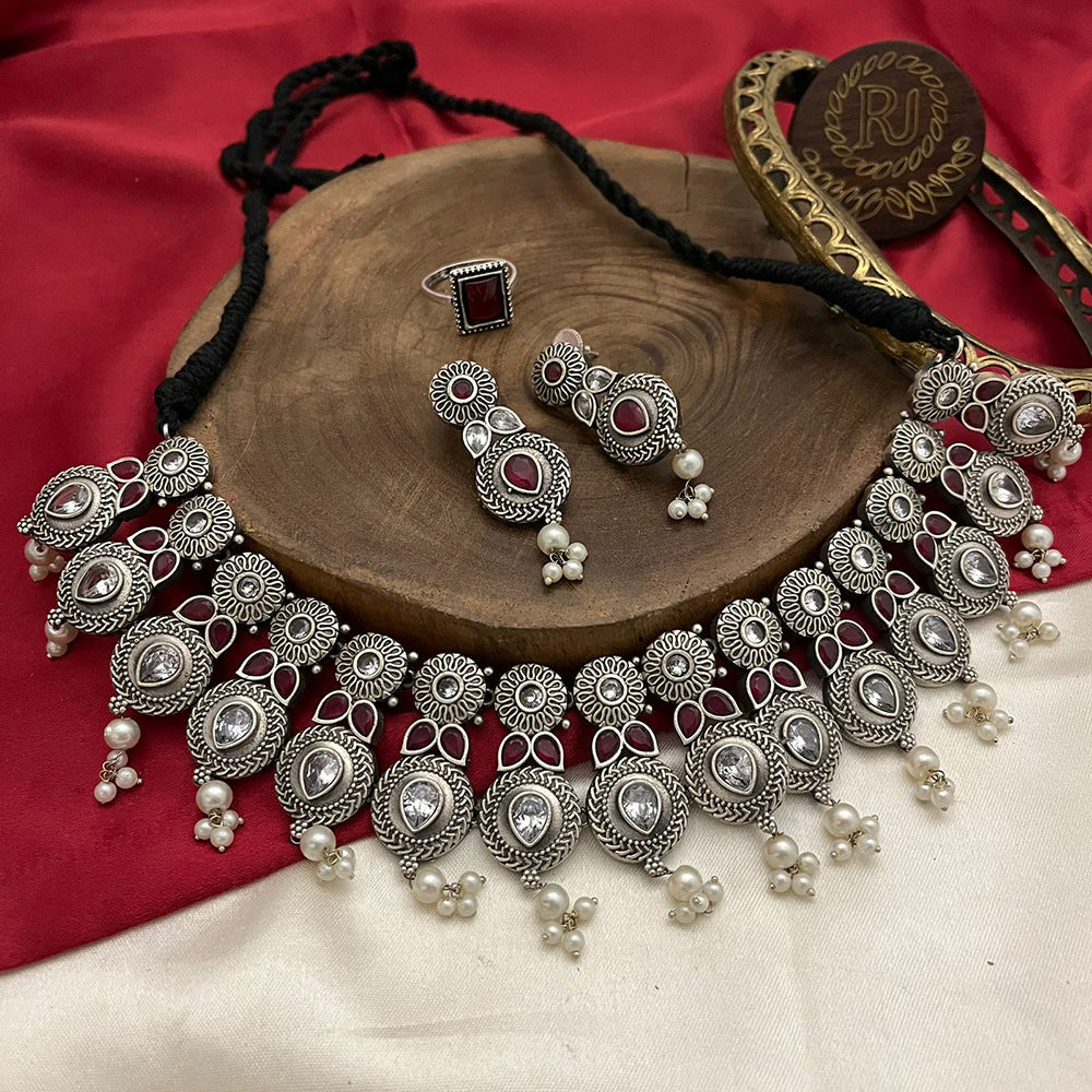 FS Collection Traditional Oxidised Choker Necklace set Perfect For Garba Night