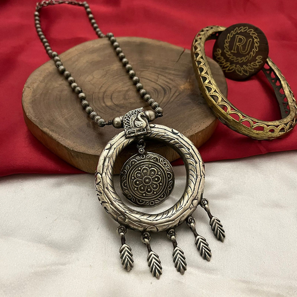 FS Collection Unique Oxidised Pendent Necklace Set Perfect For Navratri And Garba