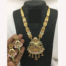 FS Collections Ethnic Meenakari Work Long Necklace Set with Pota and Pearls For Wedding