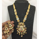 FS Collections Ethnic Meenakari Work Long Necklace Set with Pota and Pearls For Wedding