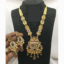 FS Collections Ethnic Meenakari Work Long Necklace Set with Pota and Pearls For Wedding