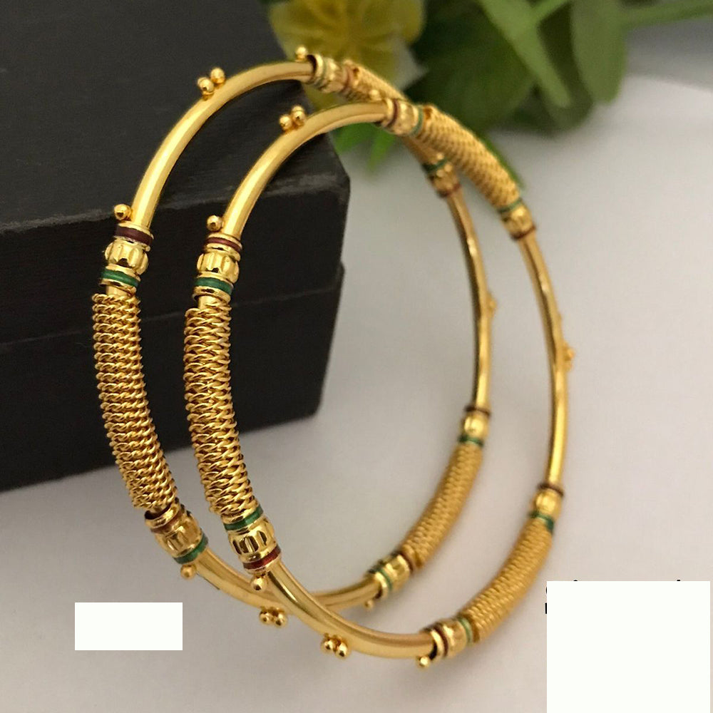 FS Collection Classic Ethnic Gold Plated Bangles Jewellery Set