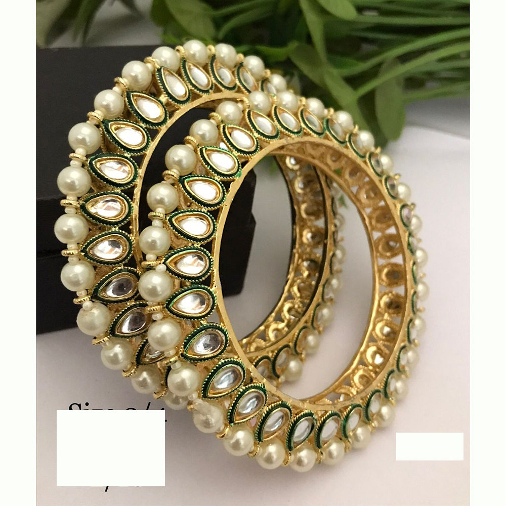 FS Collection Traditional Kundan And Pearl Kada Bangles Set For All Wedding Occassions