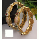 FS Collection Stylish Gold Plated Pota Stone Meenakari Bangles Set