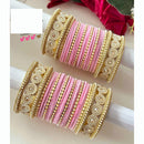 FS Collection Signature Crystal And Pearl Stone Bridal Chura Set with Modern Touch
