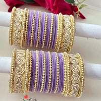 FS Collection Signature Crystal And Pearl Stone Bridal Chura Set with Modern Touch