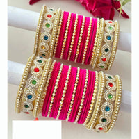 FS Collection Signature Crystal And Pearl Stone Bridal Chura Set with Modern Touch